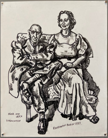 Link to  Igor and Vera Stravinsky Konstantin Bokov Charcoal DrawingU.S.A, 1985  Product