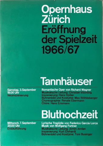 Link to  Opernhaus Zürich "Eroffnung der Spielzeit 1966/67" GreenSwitzerland, 1966  Product