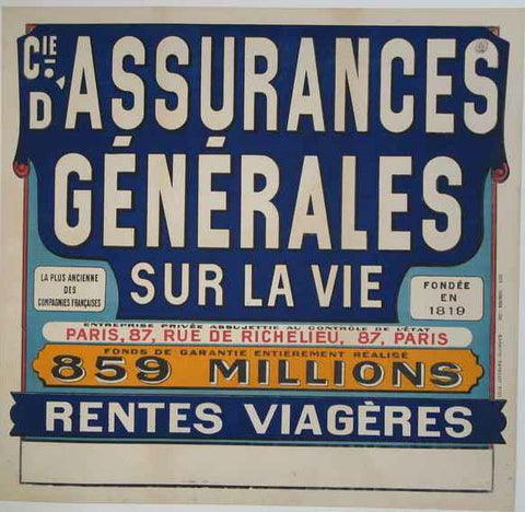 Link to  Cie D'Assurances Generales Sur La VieFrance, 1987  Product