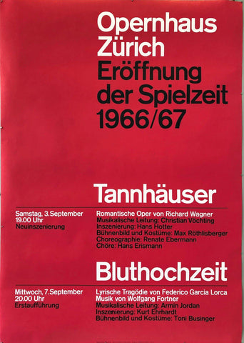 Link to  Opernhaus Zürich "Eroffnung der Spielzeit 1966/67" RedSwitzerland, 1966  Product