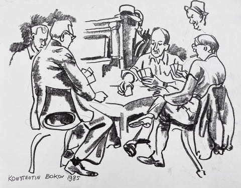 Link to  At the Poker Table Konstantin Bokov Charcoal DrawingU.S.A, 1985  Product