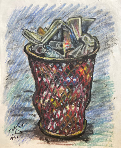 Link to  Overflowing Trash Can Konstantin Bokov Oil Stick DrawingU.S.A, 1991  Product