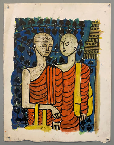 Link to  Monks Talking Woodblock Print, Colored 2Brazil, c. 1964  Product