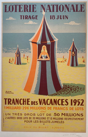 Link to  SOLD Loterie Nationale "Beach Day"France,  1952  Product