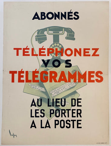 Link to  Abonnes - Telephone Vos Telegrammes - "Au Lieu De Les Porter A La Poste"France, C. 1930  Product