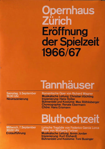 Link to  Opernhaus Zürich "Eroffnung der Spielzeit 1966/67" OrangeSwitzerland, 1966  Product