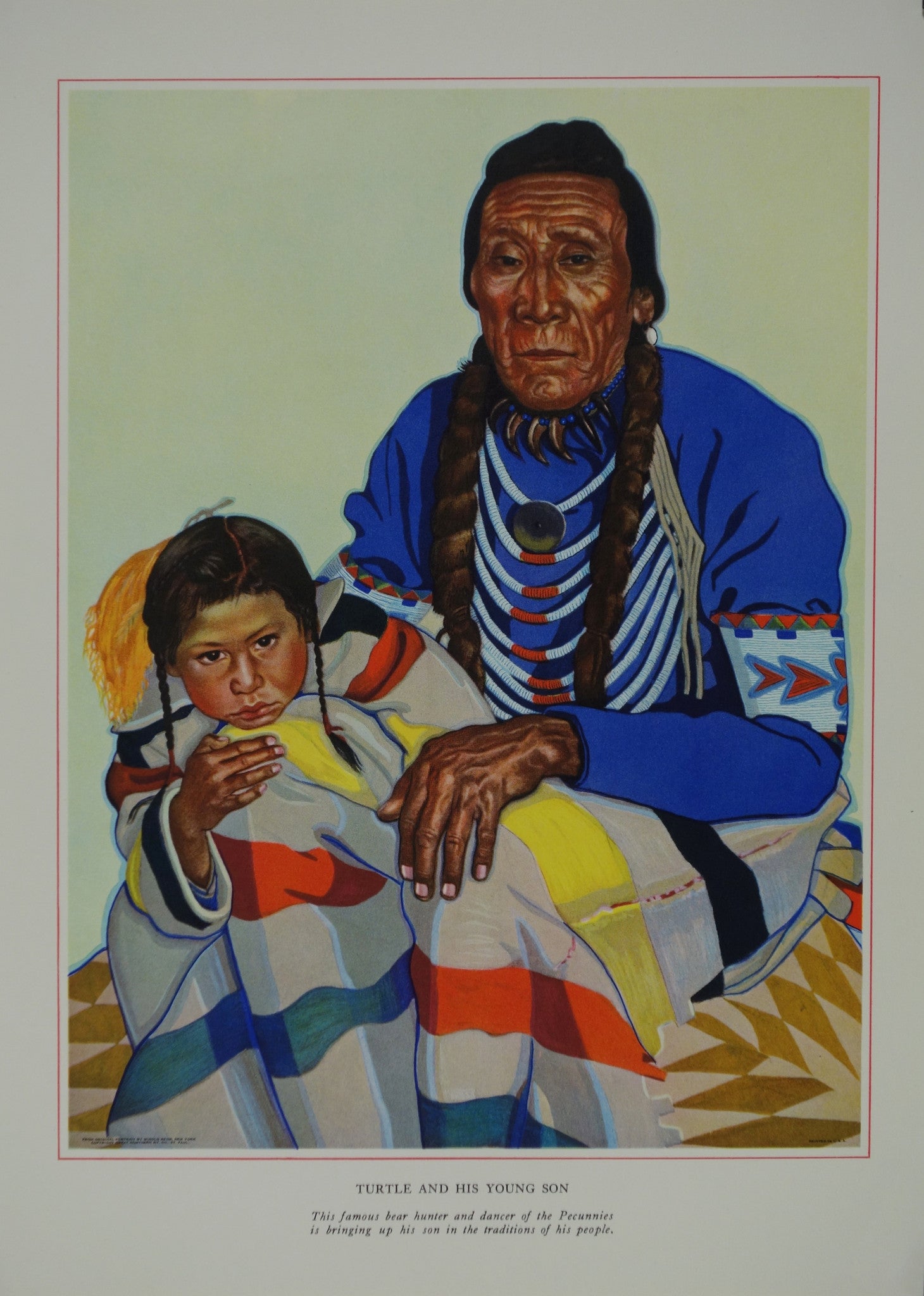Portrait of Blackfeet Indian - Turtle and his Young Son