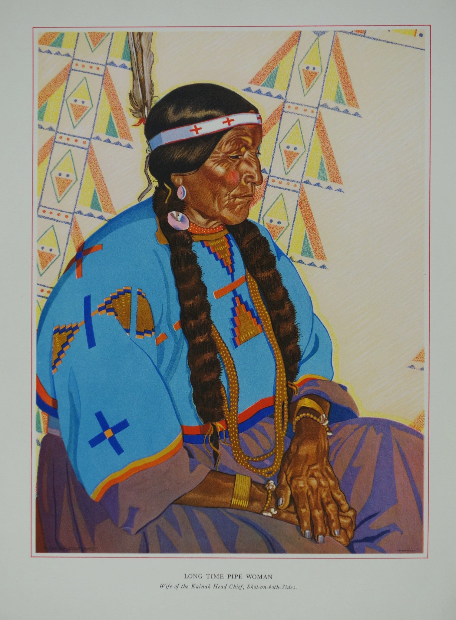Portrait of Blackfeet Indian - Long Time Pipe Woman