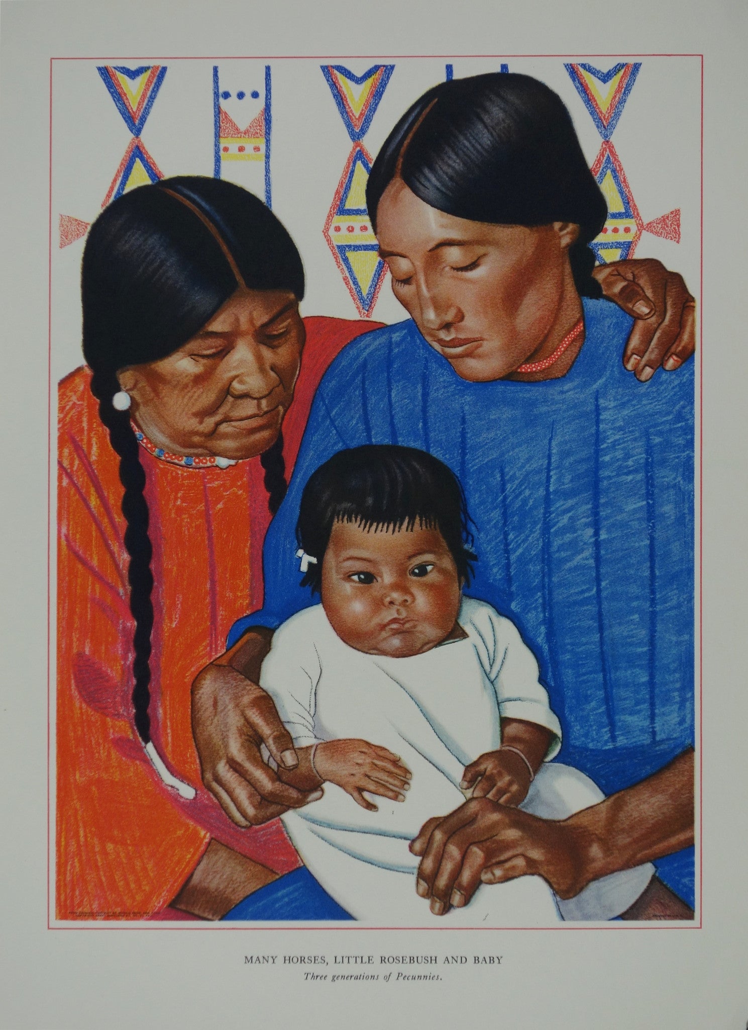 Portrait of Blackfeet Indian - Many Horses, Little Rosebush and Baby