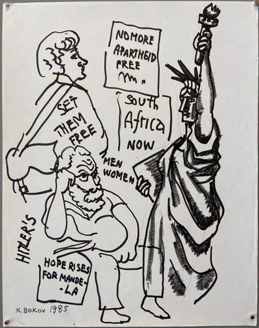 Link to  South Africa Protest Konstantin Bokov Charcoal and Marker DrawingU.S.A, 1985  Product