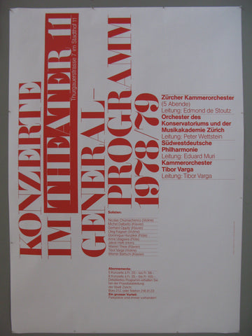 Link to  Konzerte Im Theater 11 Swiss PosterSwitzerland, 1978  Product