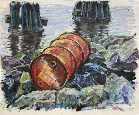 Link to  Oil Drum Near the River Konstantin Bokov Oil Stick DrawingU.S.A, 1991  Product