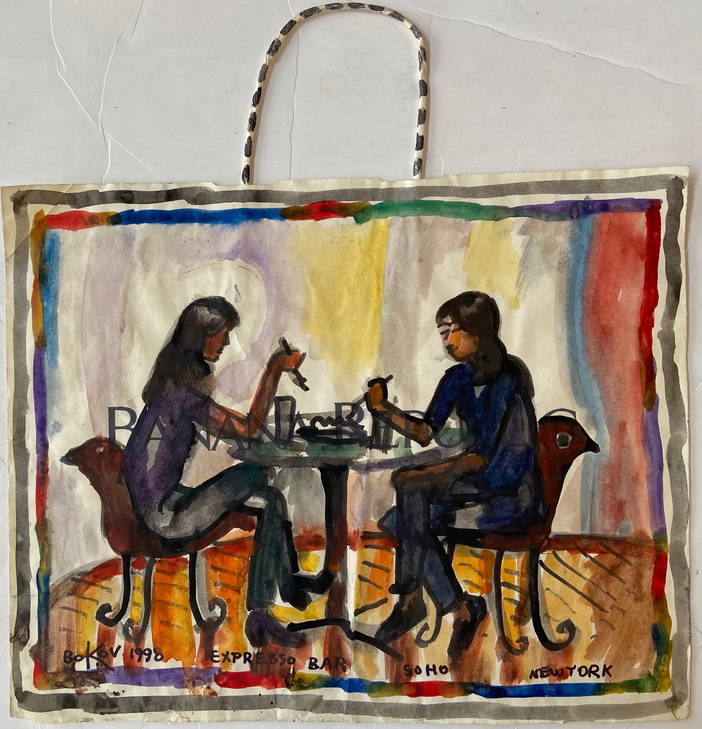 Women Eating Paper Bag Painting