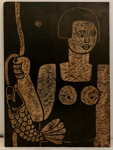 Link to  Woman Fishing and Woman With Umbrella, Double-Sided WoodblockBrazil, c. 1964  Product