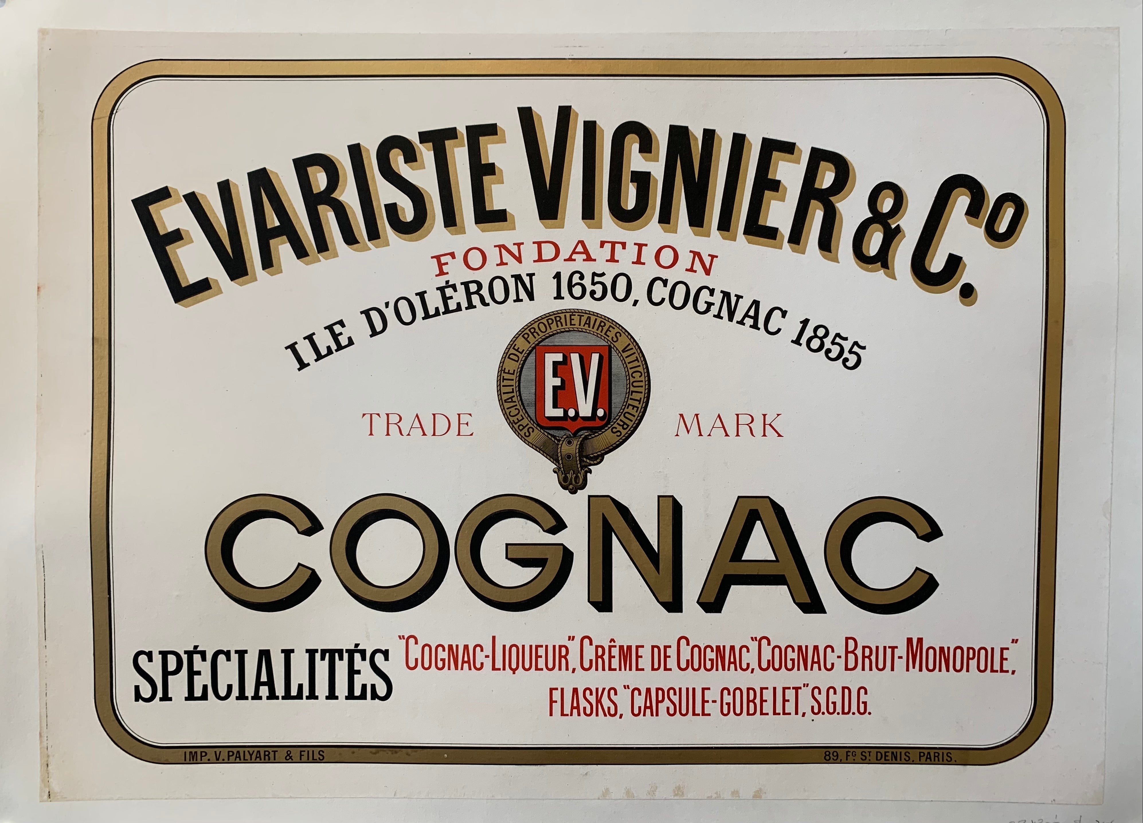 Cognac Evariste Vignier & Co. Poster