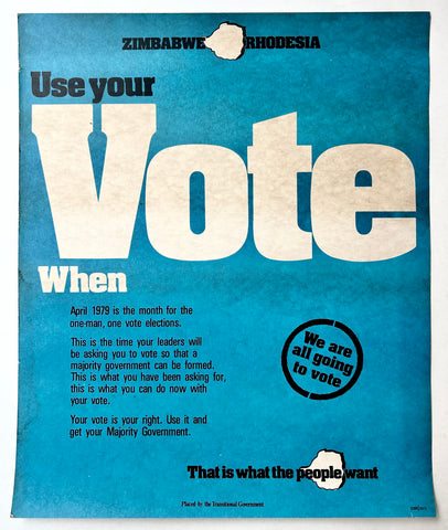 Link to  Use Your Vote Poster #4Zimbabwe, 1979  Product