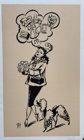 Link to  Doodle of Lady Thinking of ExpensesC. 1944  Product