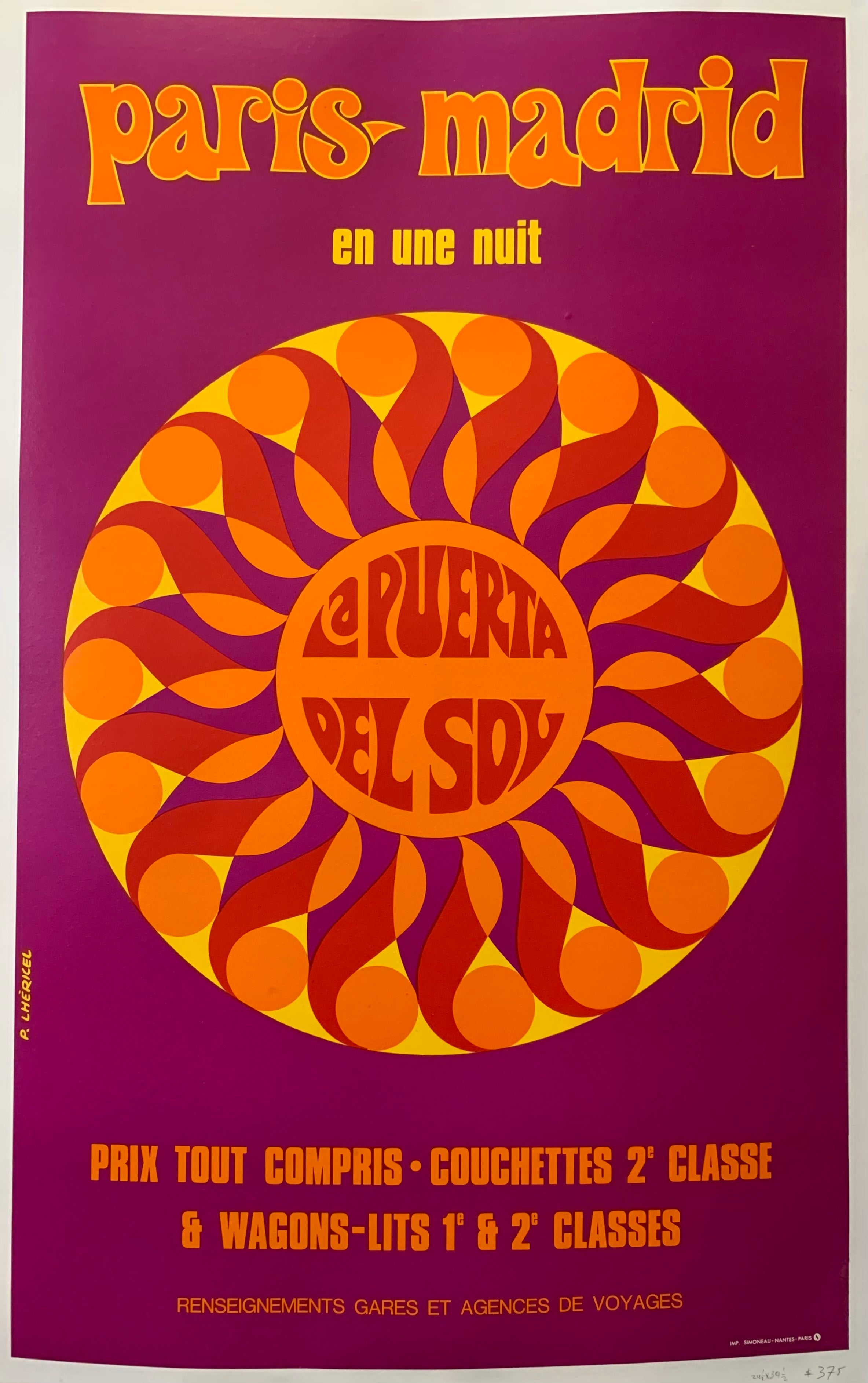 Purple background, with a geometric sun in the center. The text is in orange and yellow. 