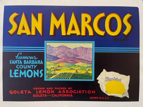 Link to  San Marcos Brand Sunkist Lemon Crate PosterCalifornia, c.1940.  Product