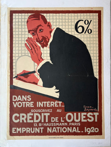 Link to  Dans Votre Intérêt Souscrivez Au Crédit de L'Ouest PosterFrance, c. 1920s  Product