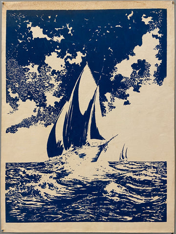 Link to  Sailboat on the Sea in Blue PrintU.S.A, c. 1955  Product