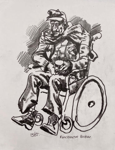 Link to  Man in a Wheelchair Konstantin Bokov Charcoal DrawingU.S.A, 1985  Product