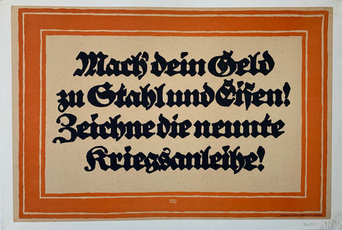 Link to  Mach Dein Geld zu Stahl Und Seifen! Zeichne die neunte Kriegsanleihe!Germany, C. 1914  Product