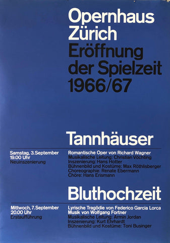 Link to  Opernhaus Zürich "Eroffnung der Spielzeit 1966/67" BlueSwitzerland, 1966  Product