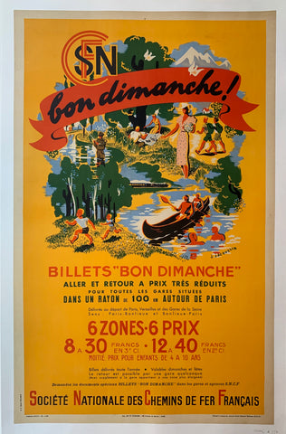 Link to  SNCF Billets "Bon Dimanche" PosterFrance, 1938  Product