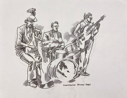 Link to  A Band Performing Konstantin Bokov Charcoal DrawingU.S.A, 1985  Product