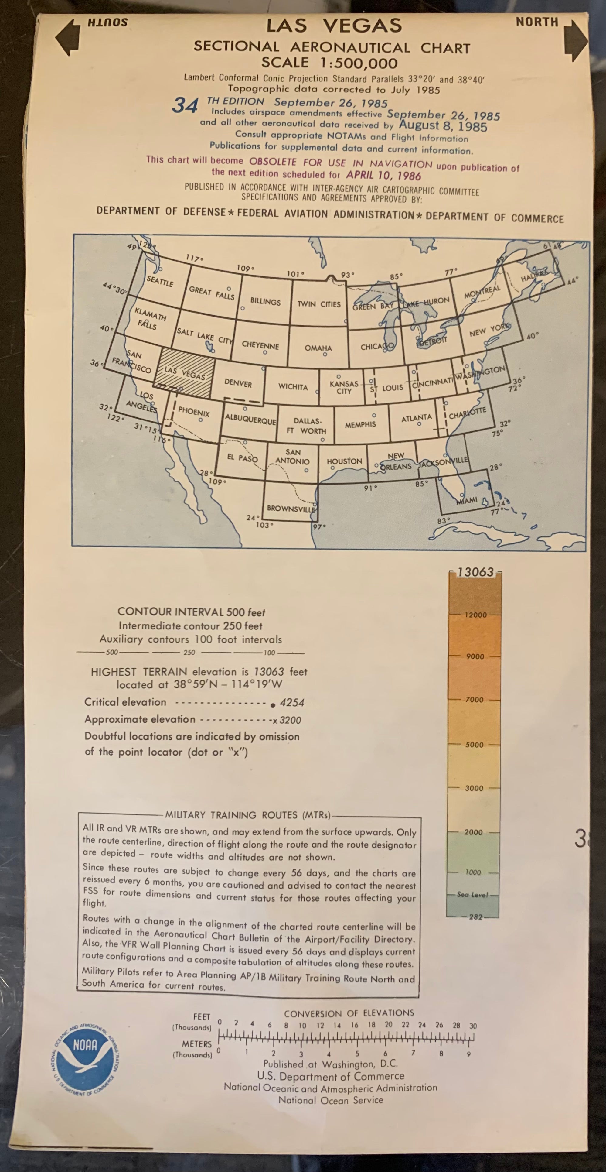 Las Vegas Sectional Aeronautical Chart, 34th Edition (DoubleSided