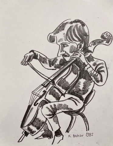 Link to  A Cellist Konstantin Bokov Charcoal DrawingU.S.A, 1985  Product