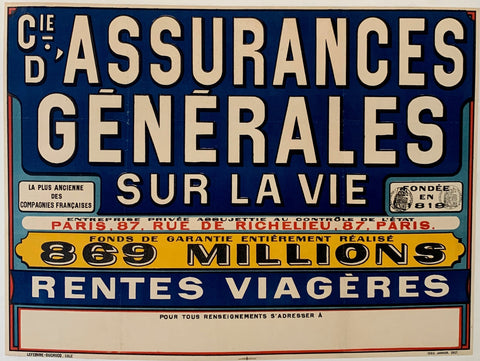 Link to  Cie D'Assurances Generales Sur La VieFrance, C. 1900  Product