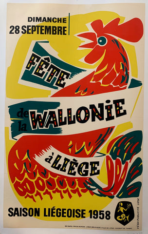Link to  Fête de la Wallonie à Liège Poster ✓Belgium, 1958  Product