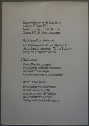 Link to  Kunstgewerbemuseum der Stadt ZürichSwitzerland, 1974  Product