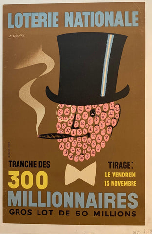 Link to  Loterie Nationale: "Fancy Cigar Face Man"France, C. 1960  Product