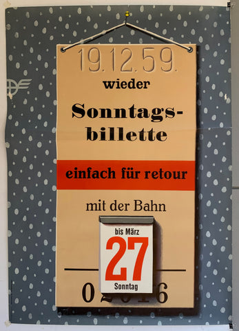 Link to  Sonntags-billette PosterSwitzerland, 1959  Product
