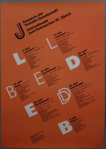 Link to  Konzerte der Tonhalle-Gesellschaft Internationale Juni-Festwochen '81Switzerland, 1981  Product