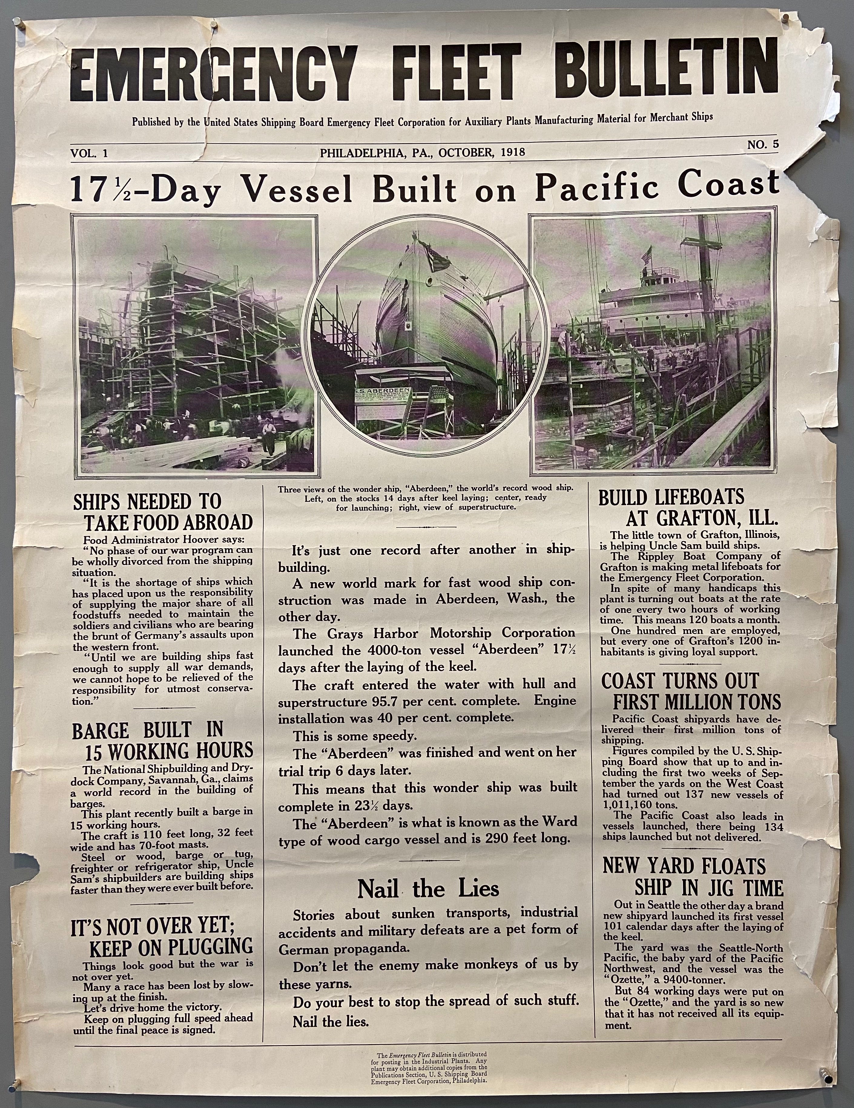 Bulletin with pictures of naval ship construction