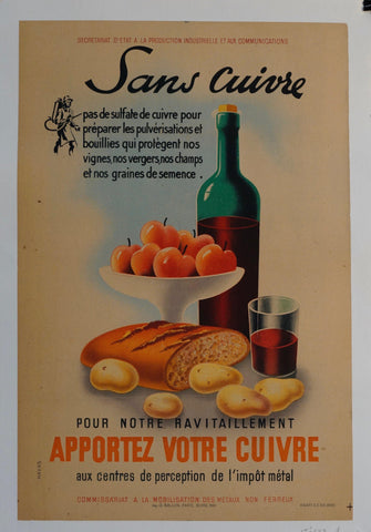 Link to  Pour Notre Ravitaillement Apportez Votre Cuivre aux centres de perception de l'impôt métalFrance, C. 1945  Product