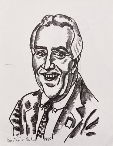 Link to  Smiling Gentleman Konstantin Bokov Charcoal DrawingU.S.A, 1985  Product
