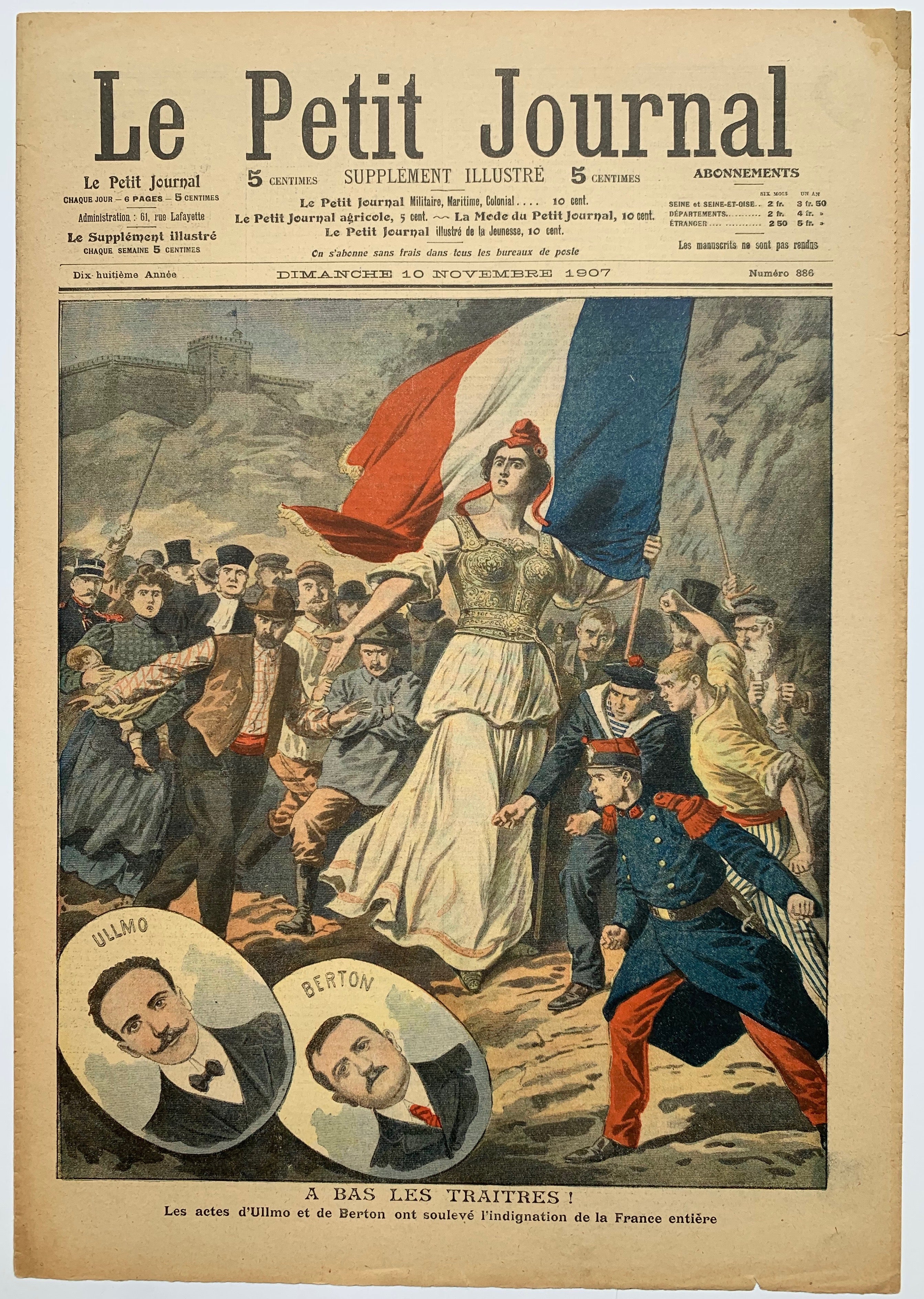Le Petit Journal - "A Bas les Traitres!"