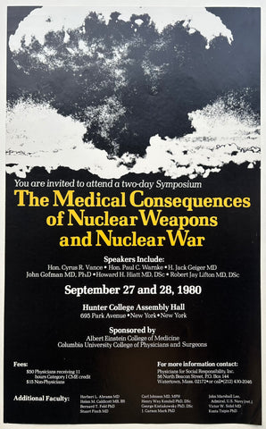 Link to  The Medical Consequences of Nuclear Weapons and Nuclear War Poster ✓USA, 1980  Product