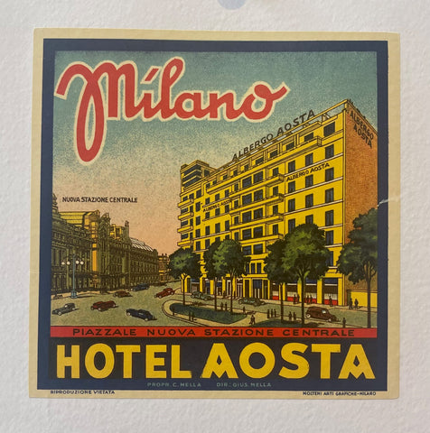 Link to  Mílano Hotel Aosta PosterItaly, c.1950.  Product